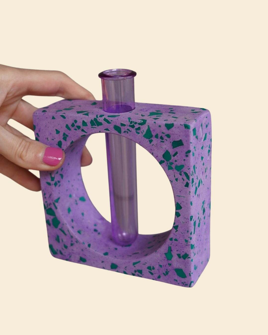 Square Green & Purple Terrazzo Propagation Holder