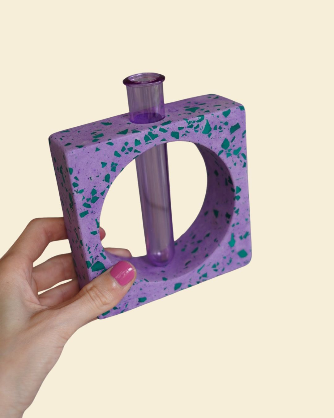 Square Green & Purple Terrazzo Propagation Holder