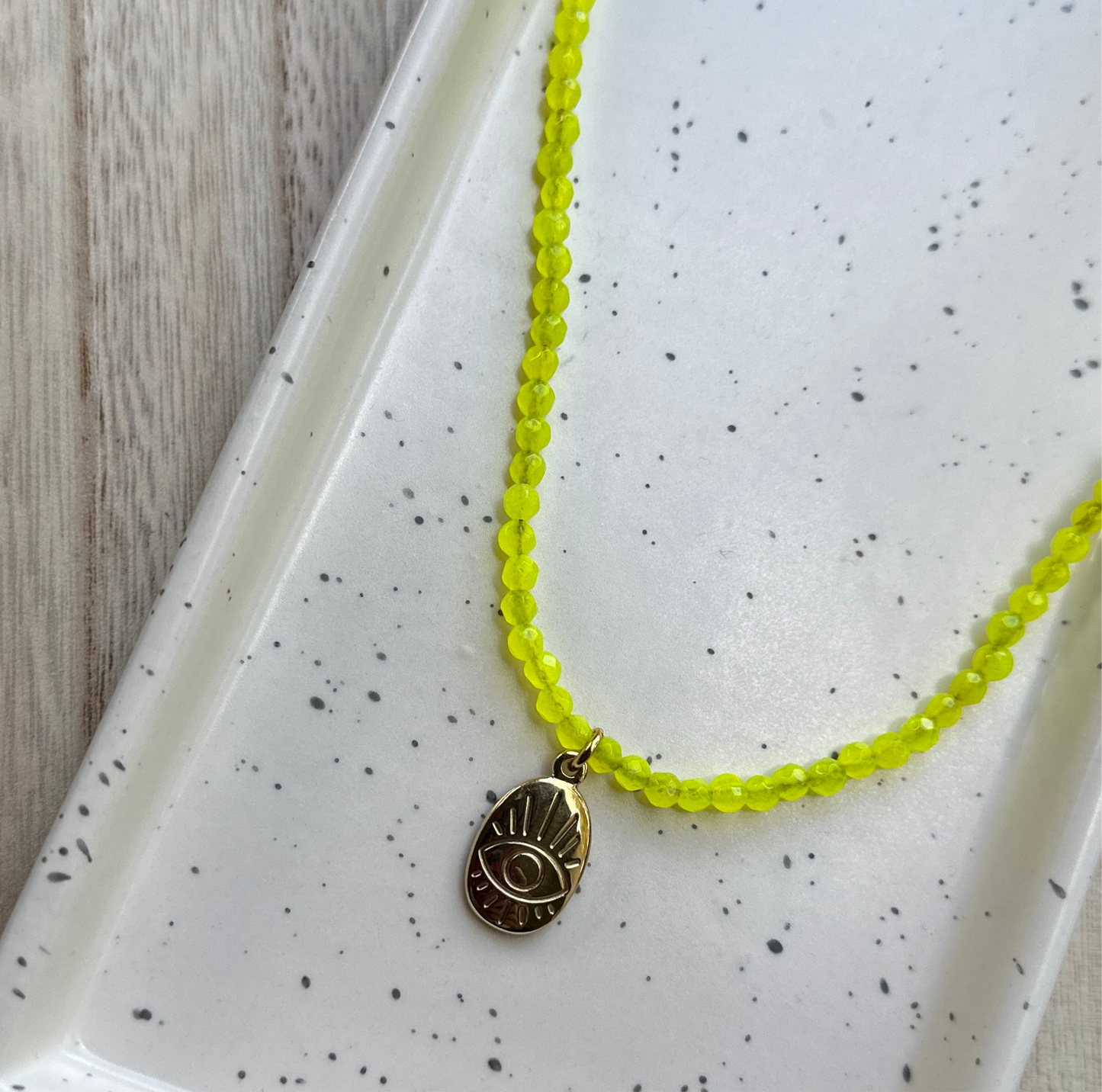 Neon Agate Eye Pendant Necklace