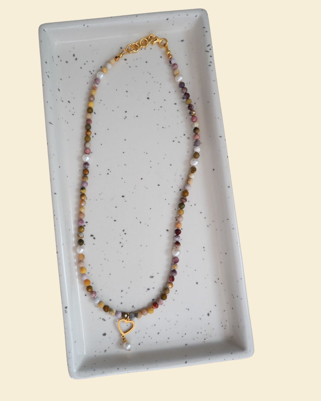 Mookaite & Pearl with Heart Necklace