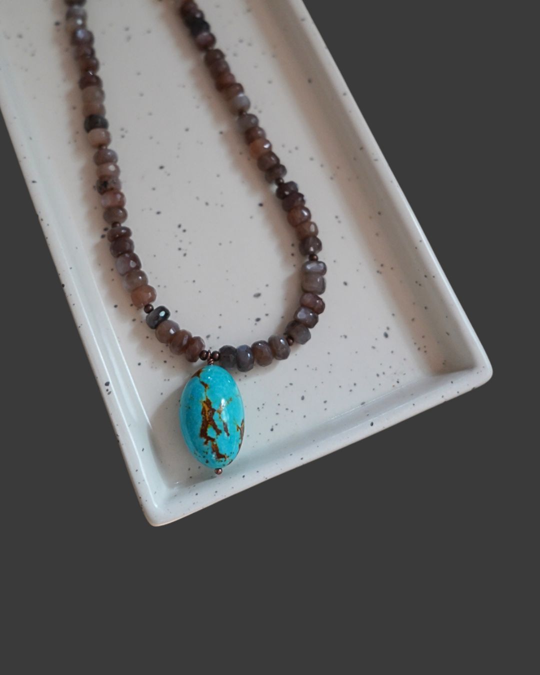 Brown Moonstone with Kingman Turquoise Pendant