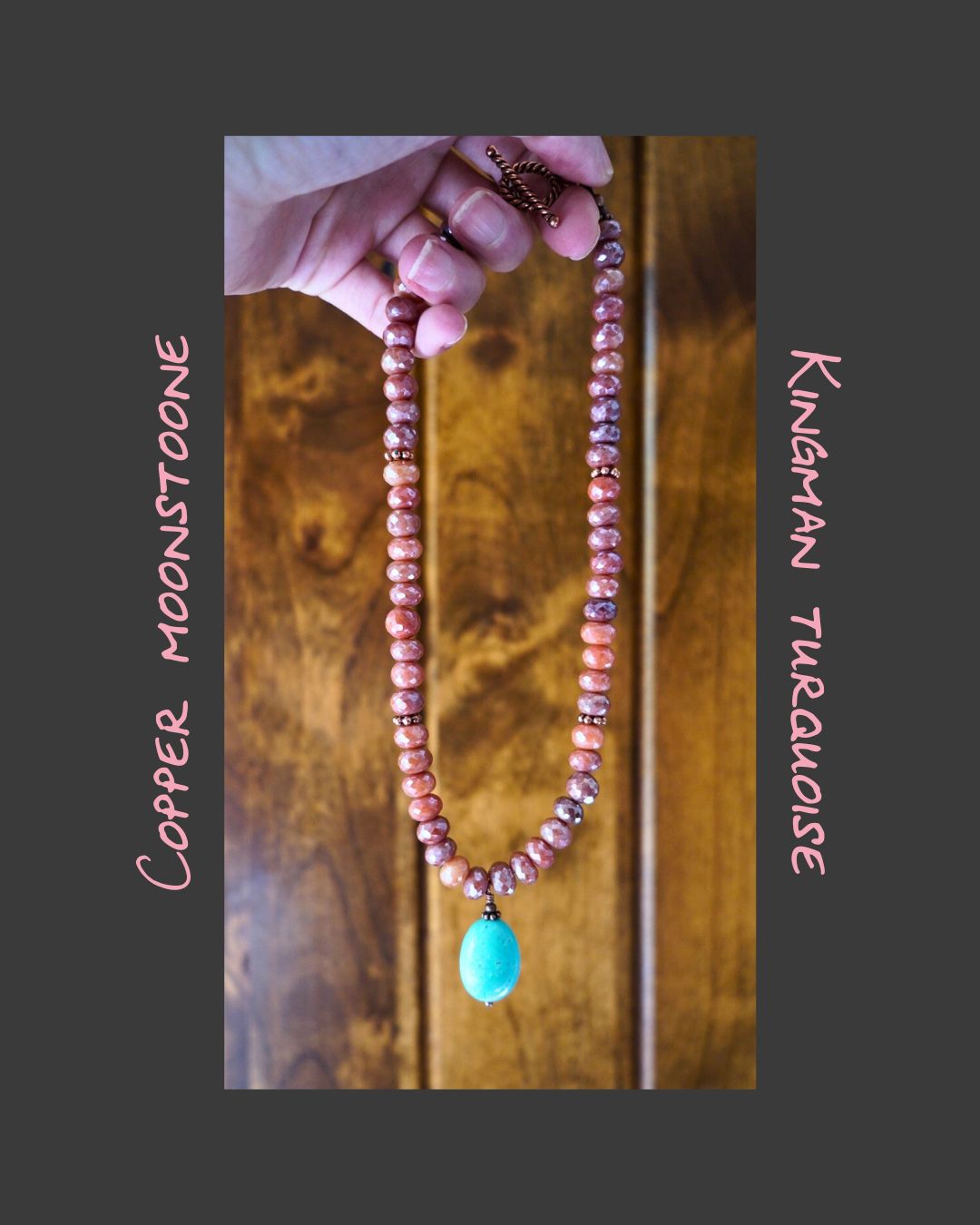 Copper Moonstone with Kingman Turquoise Pendant