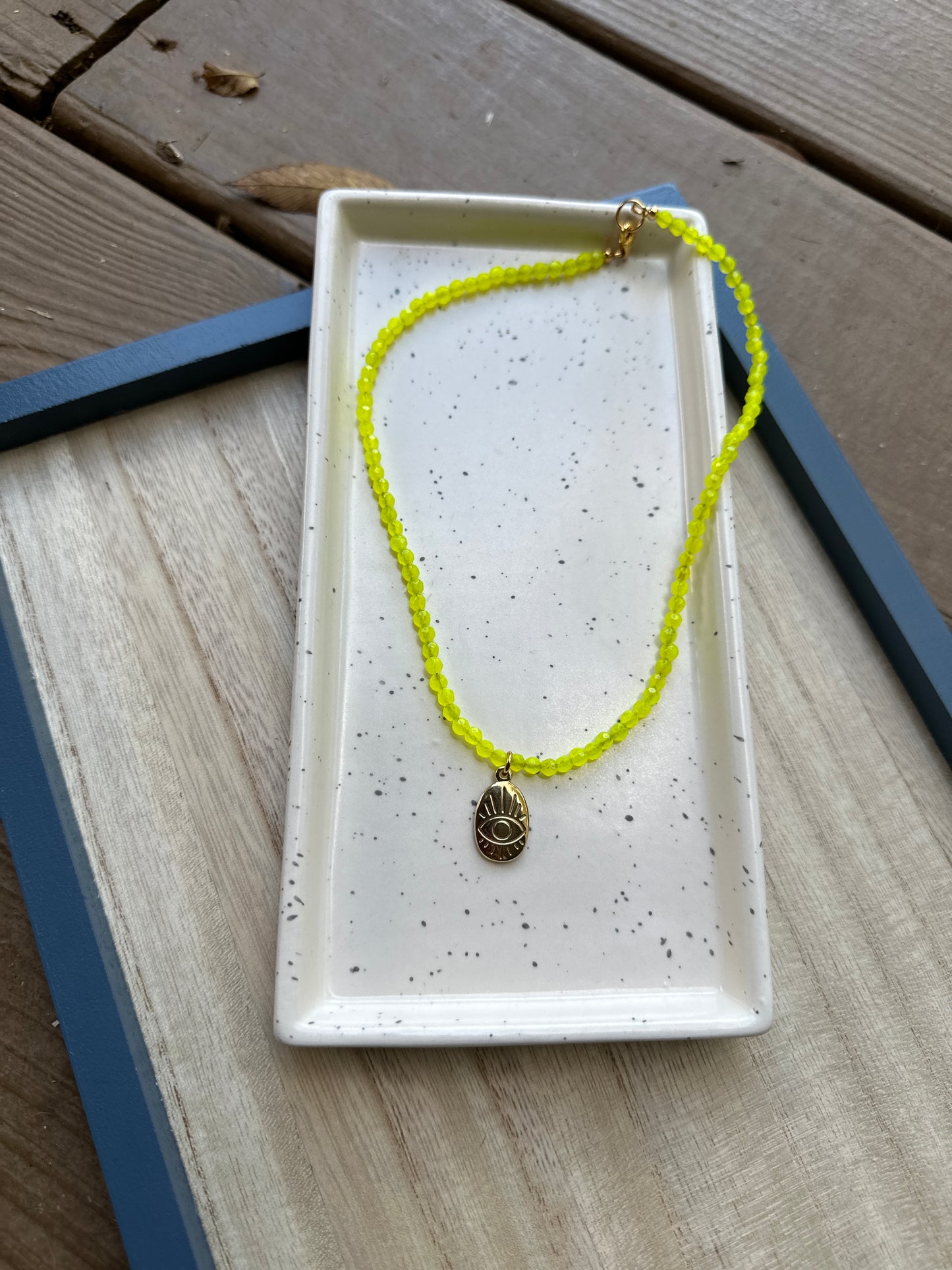 Neon Agate Eye Pendant Necklace