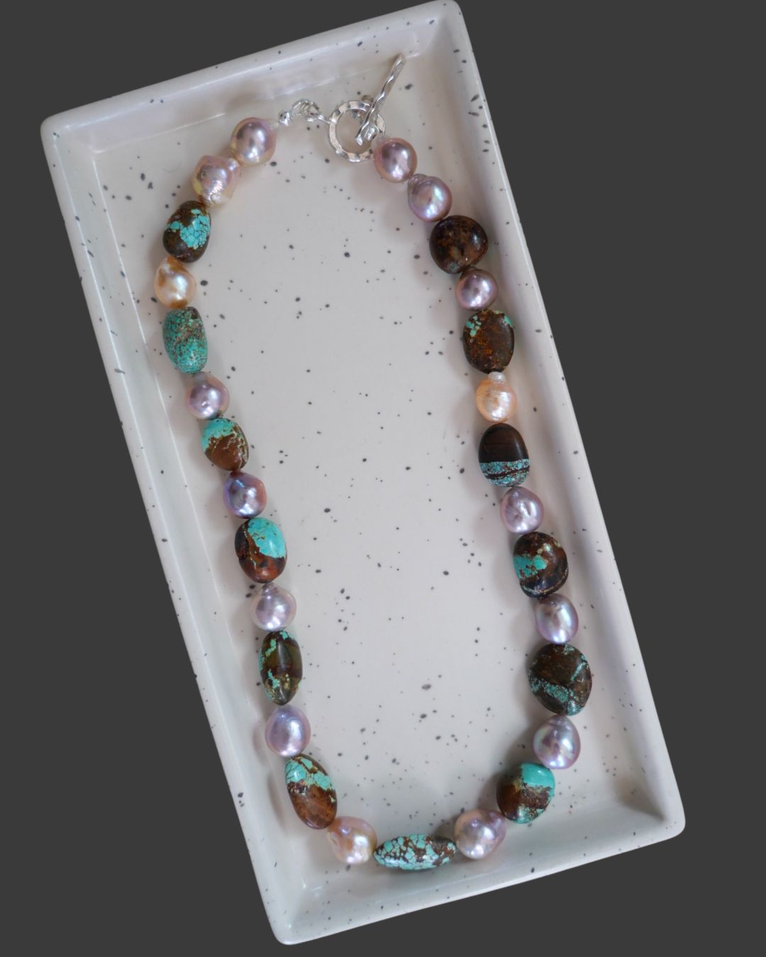 Number 8 Turquoise with Edison Pearl Necklace