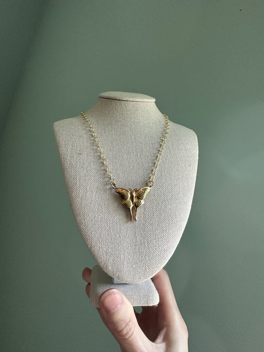 Luna Moth Gold-Filled and Bronze Necklace