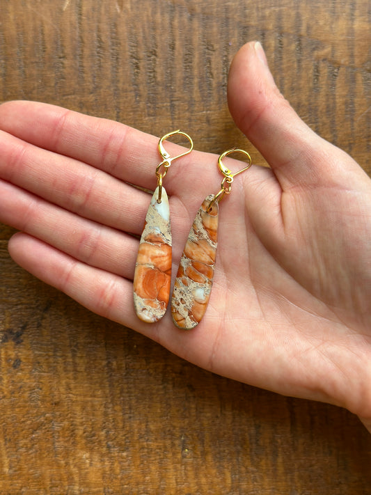 Orange Jasper Gemstone Earrings