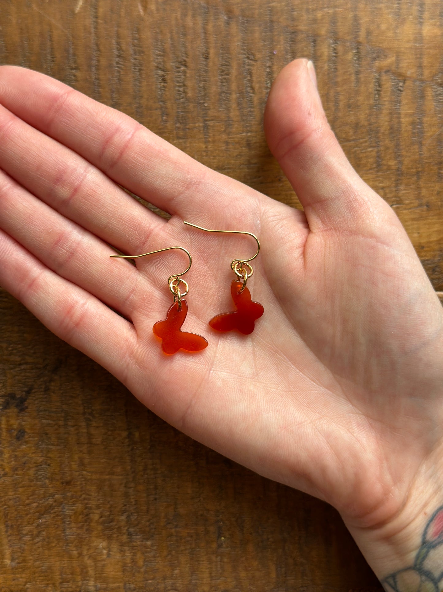 Red Agate Butterfly Earrings