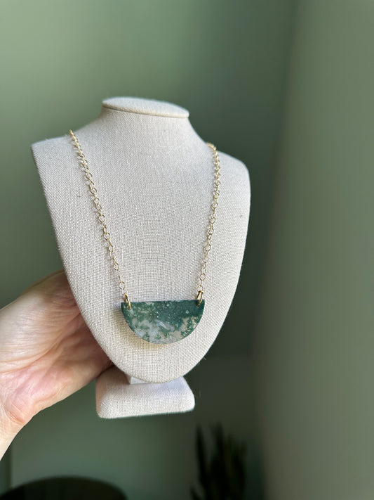 Moss Agate Pendant Necklace