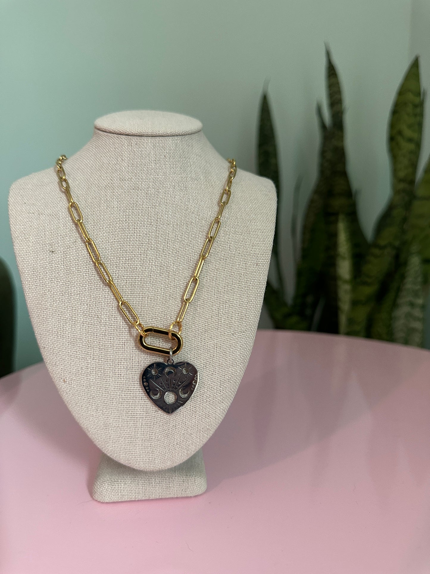 Celestial Heart Carabiner Necklace