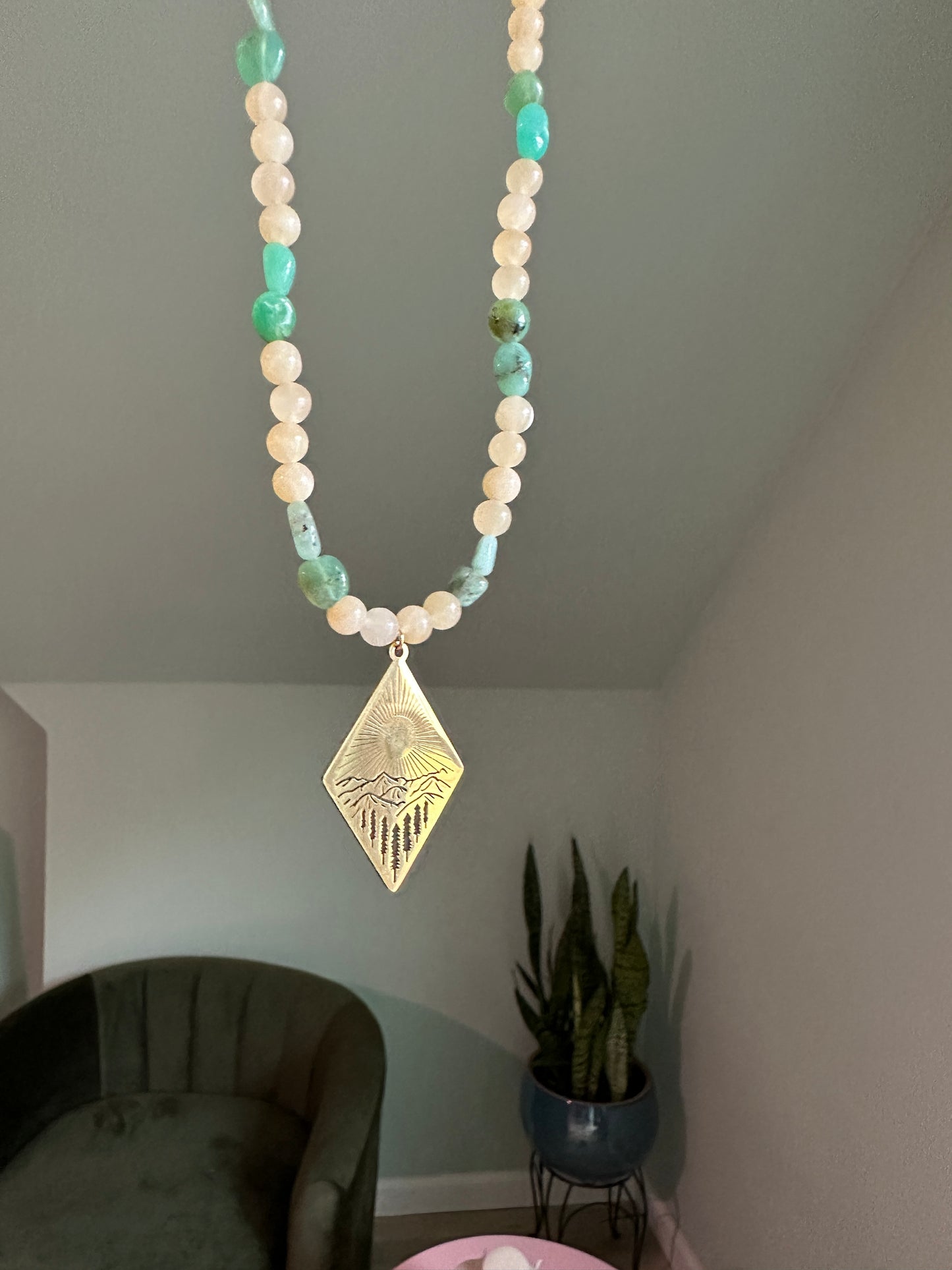 Golden Horizon Chrysoprase & Honey Stone Necklace