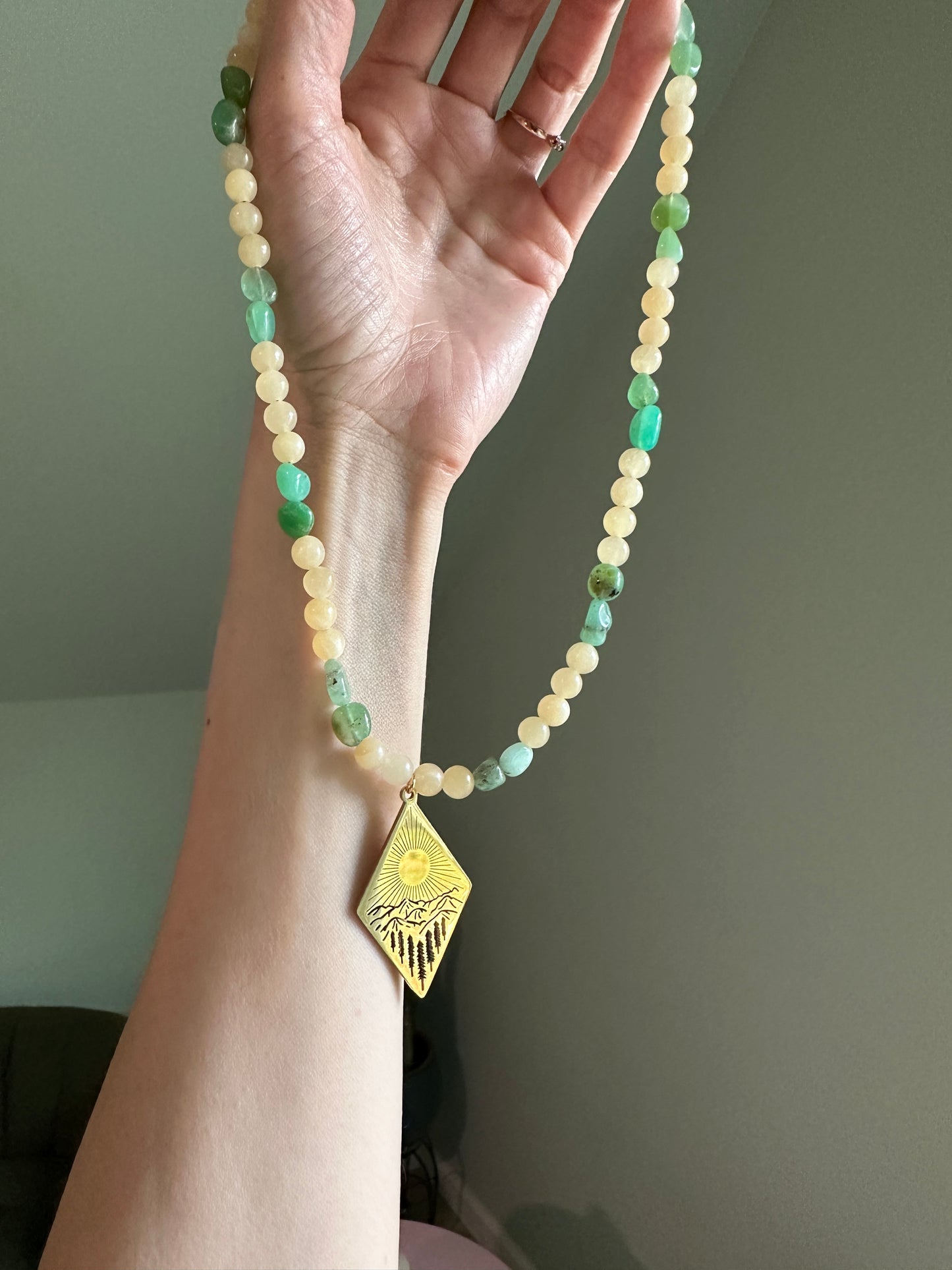 Golden Horizon Chrysoprase & Honey Stone Necklace
