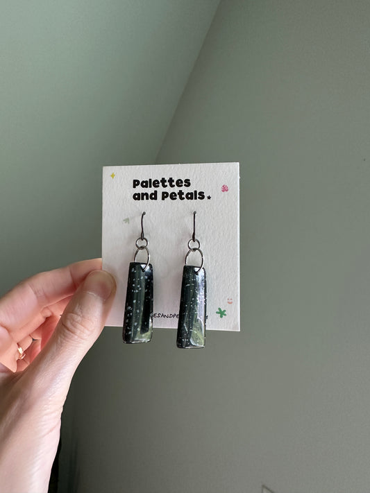Snowflake Obsidian Rectangle Earrings