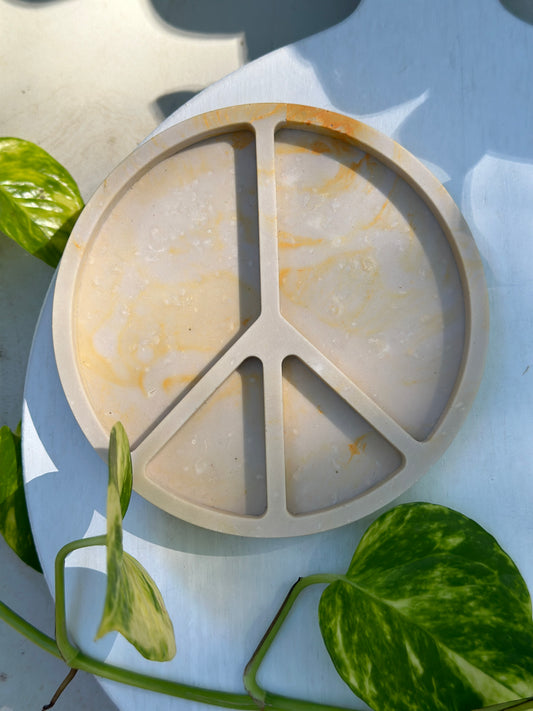 Peace Sign Tray - Pale Yellow