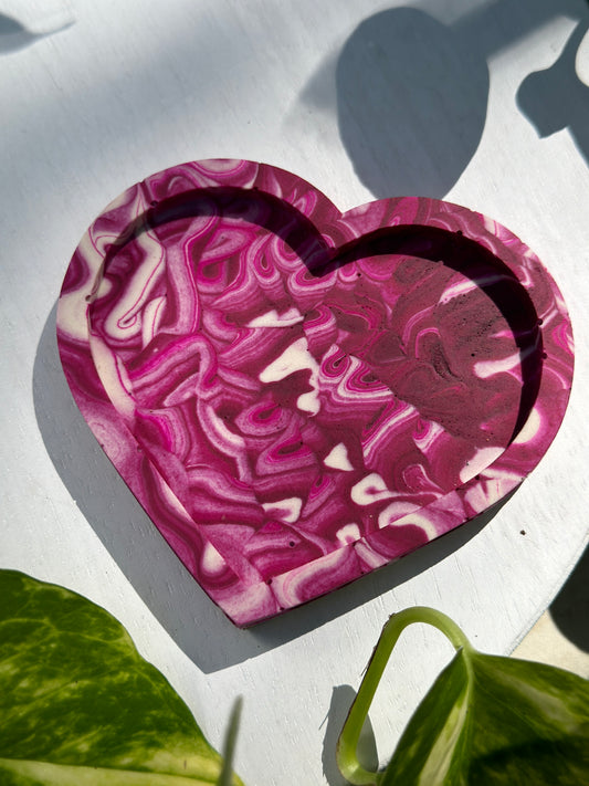Rosey Swirl Heart Mini Trinket Dish