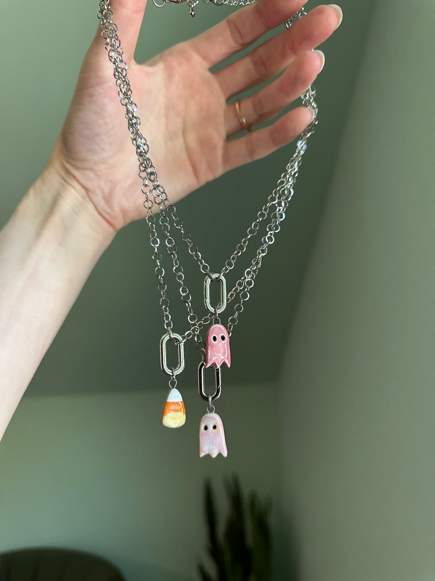 Spooky Charm Stainless Steel Necklace