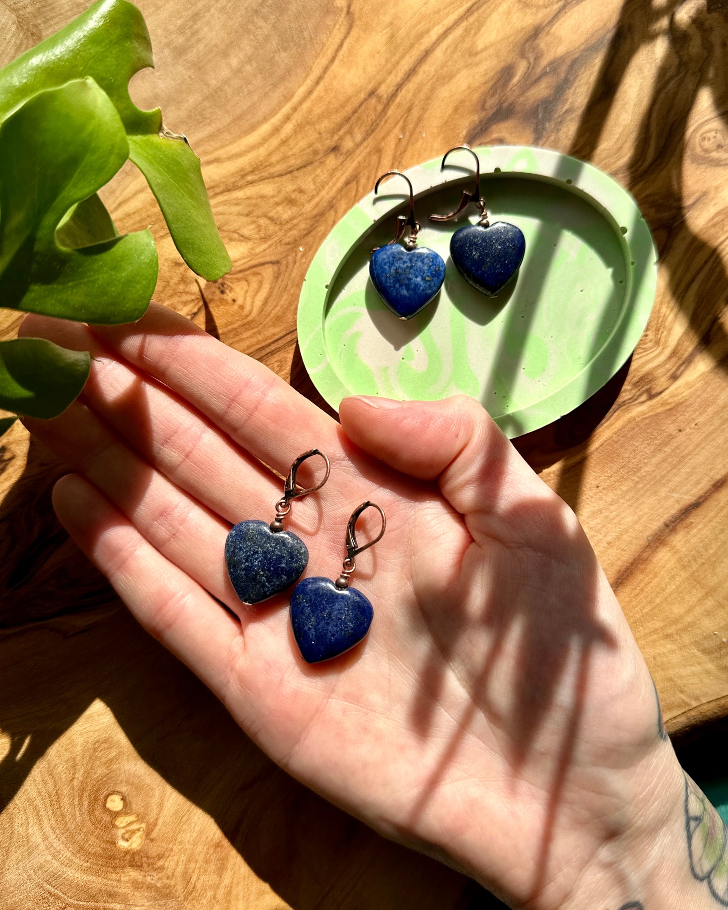 Lapis Lazuli Heart Drop Earrings