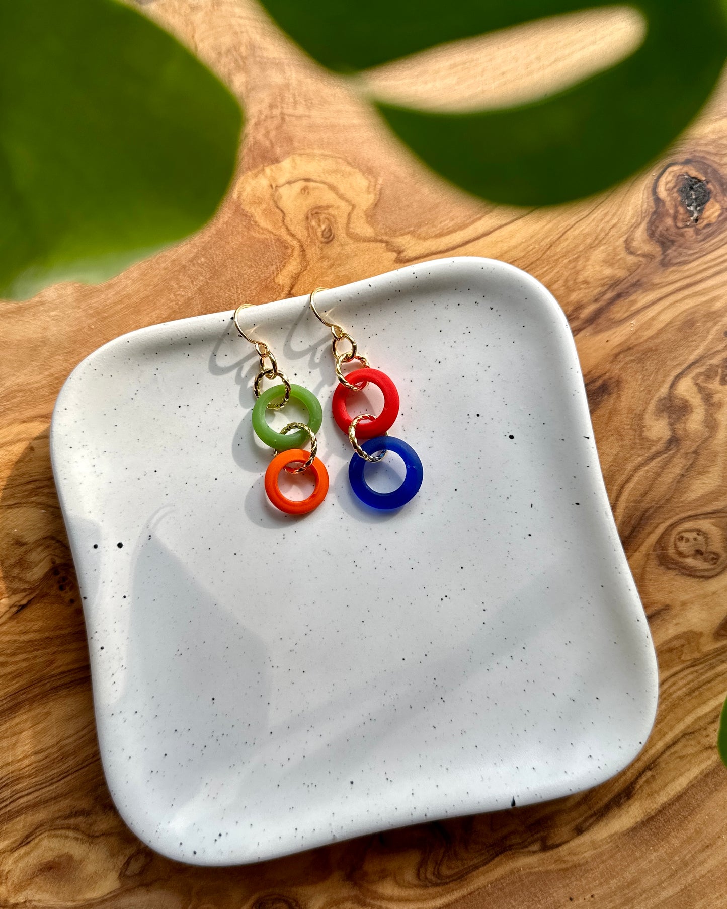 Multi-Colored Recycled Glass Earrings 2