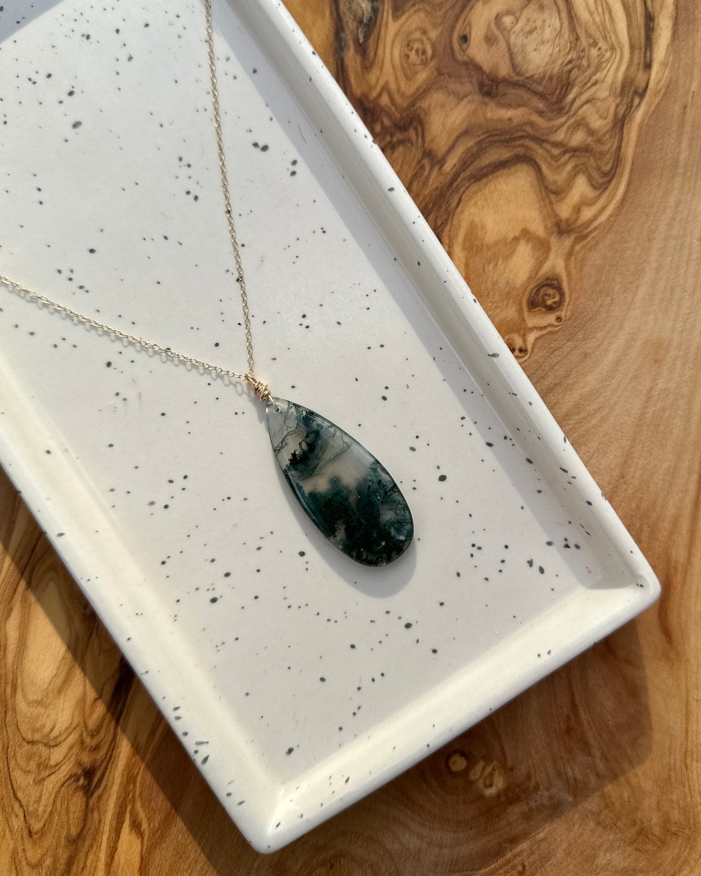 Moss Agate Gold Filled Necklace
