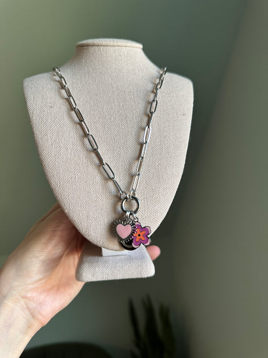 PVD Stainless Steel Paperclip Charm Keeper Necklace