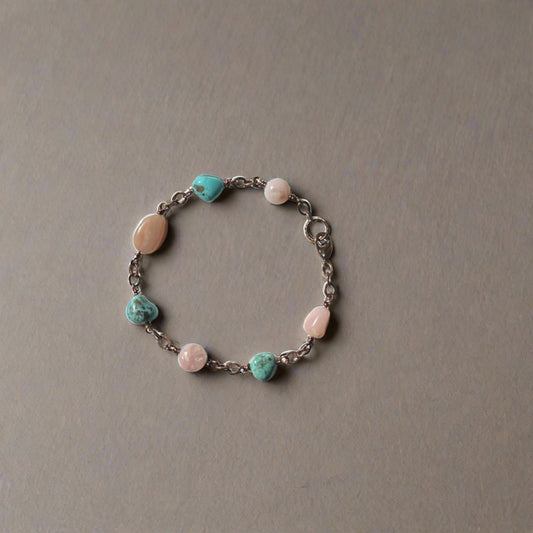 Sonoran Turquoise and Pink Opal Bracelet