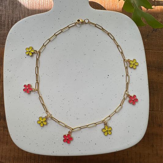 Flower Charm Gold Chain Necklace