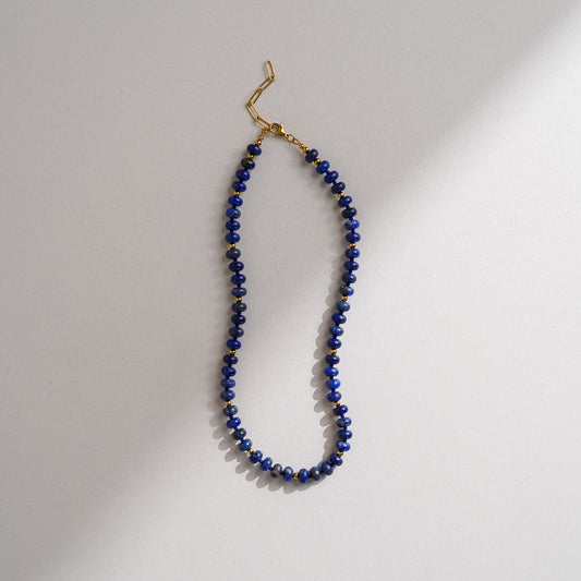 Lapis Lazuli & Gold Rondelle Bead Necklace
