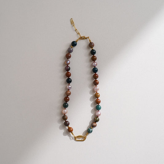 Ocean Jasper and Edison Pearl Necklace