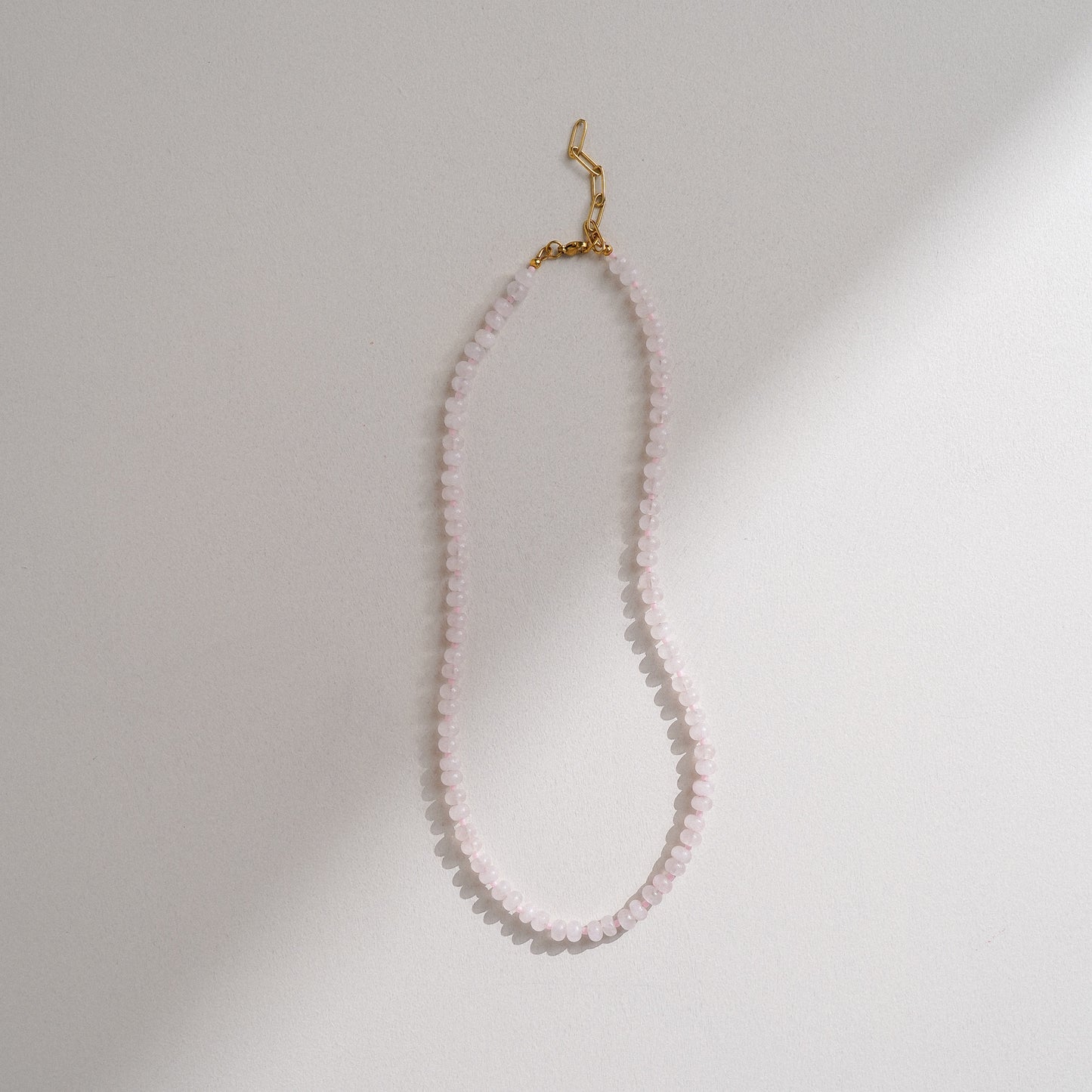 Rose Quartz Rondelle Gemstone Beaded Necklace