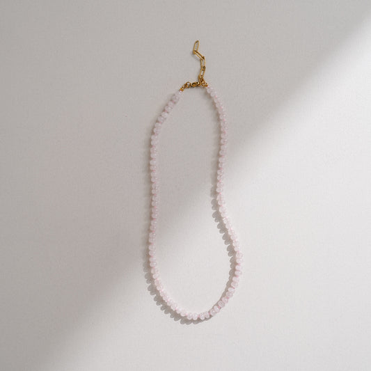 Rose Quartz Rondelle Gemstone Beaded Necklace