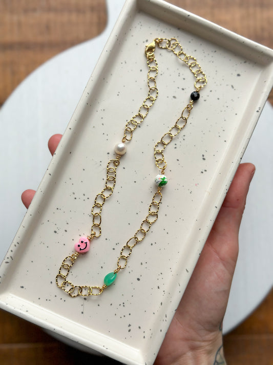 Happy Vibes Gold Chain Charm Necklace #4