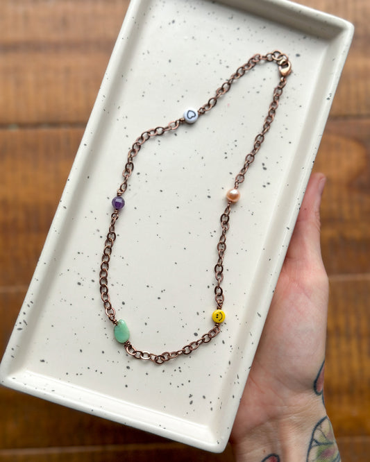 Happy Vibes Antique Copper Chain Necklace  #13