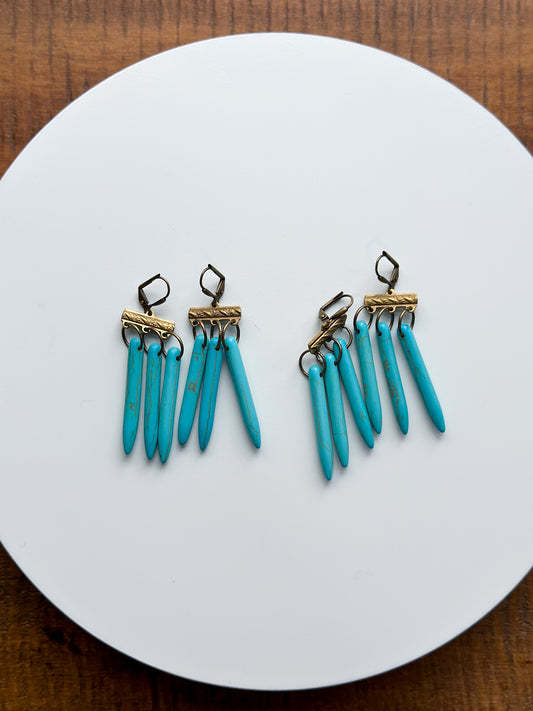 Turquoise Howlite Vintage Inspired Earrings