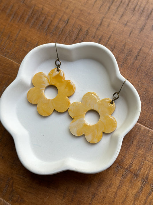 Happy Yellow Flower Vintage Earrings