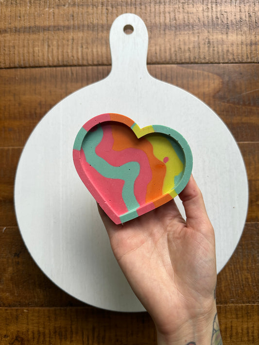 Mini Heart Rainbow Swirl Trinket Dish