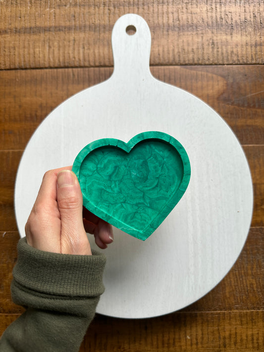 Emerald Swirl Mini Heart Trinket Dish