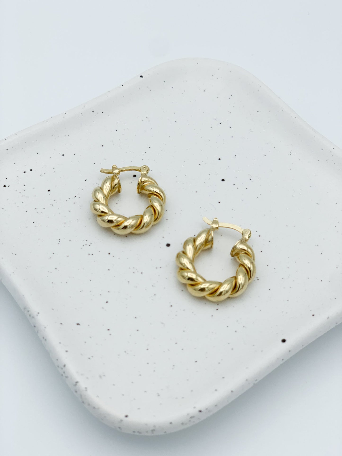 18k Gold Filled Twisted Tube Hoop Earrings